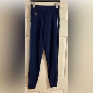 NWT Ralph Lauren jogger pants white sides stripes made of Cashmere and Silk.